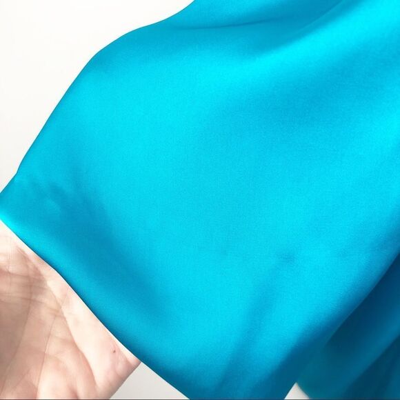 CACHE | Turquoise One Shoulder Draped Mini Dress Women’s Size 2 - Picture 9 of 9